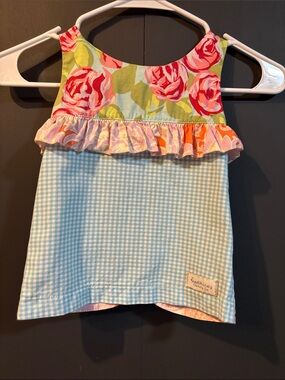 SweetHoney Pink Floral & Light Blue Gingham Tank Top